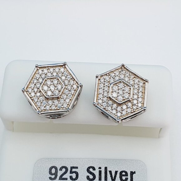 "925 Sterling Silver Cubic Zirconia Earrings,U19254840
